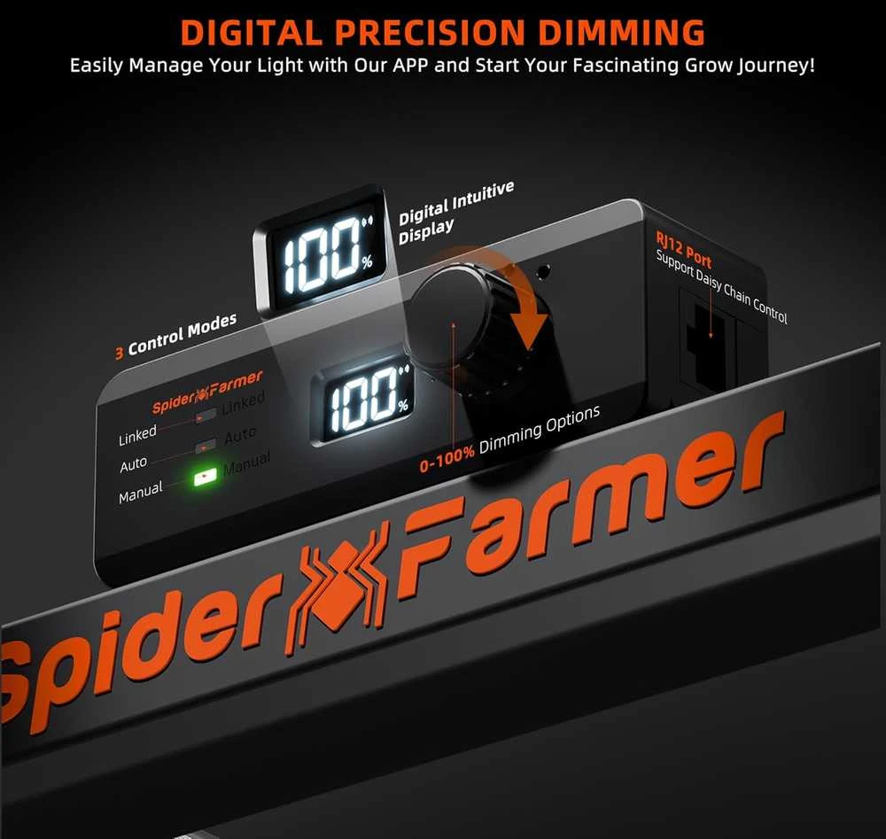Spider Farmer LED augalų lempa su valdymu programėle, 150 W, pilno spektro, SF-G1500-EU