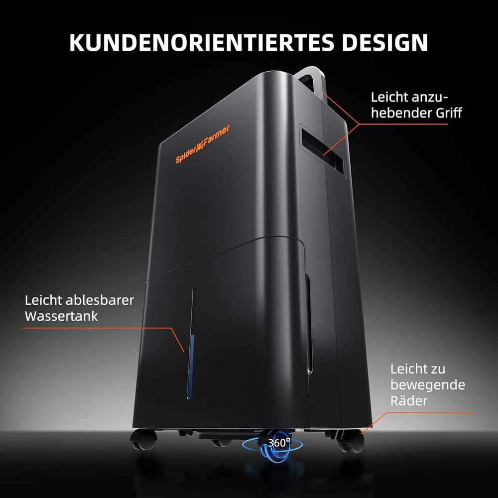 Spider Farmer oro sausintuvas, 12 l, elektrinis, su automatiniu atitirpinimu, laikmačio funkcija, SF-Dehumidifier