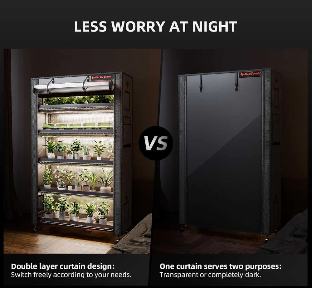 Spider Farmer reguliuojamas 6 lygių metalinis augalų stovas su 10 LED lempų, 220 W, naudoti patalpose