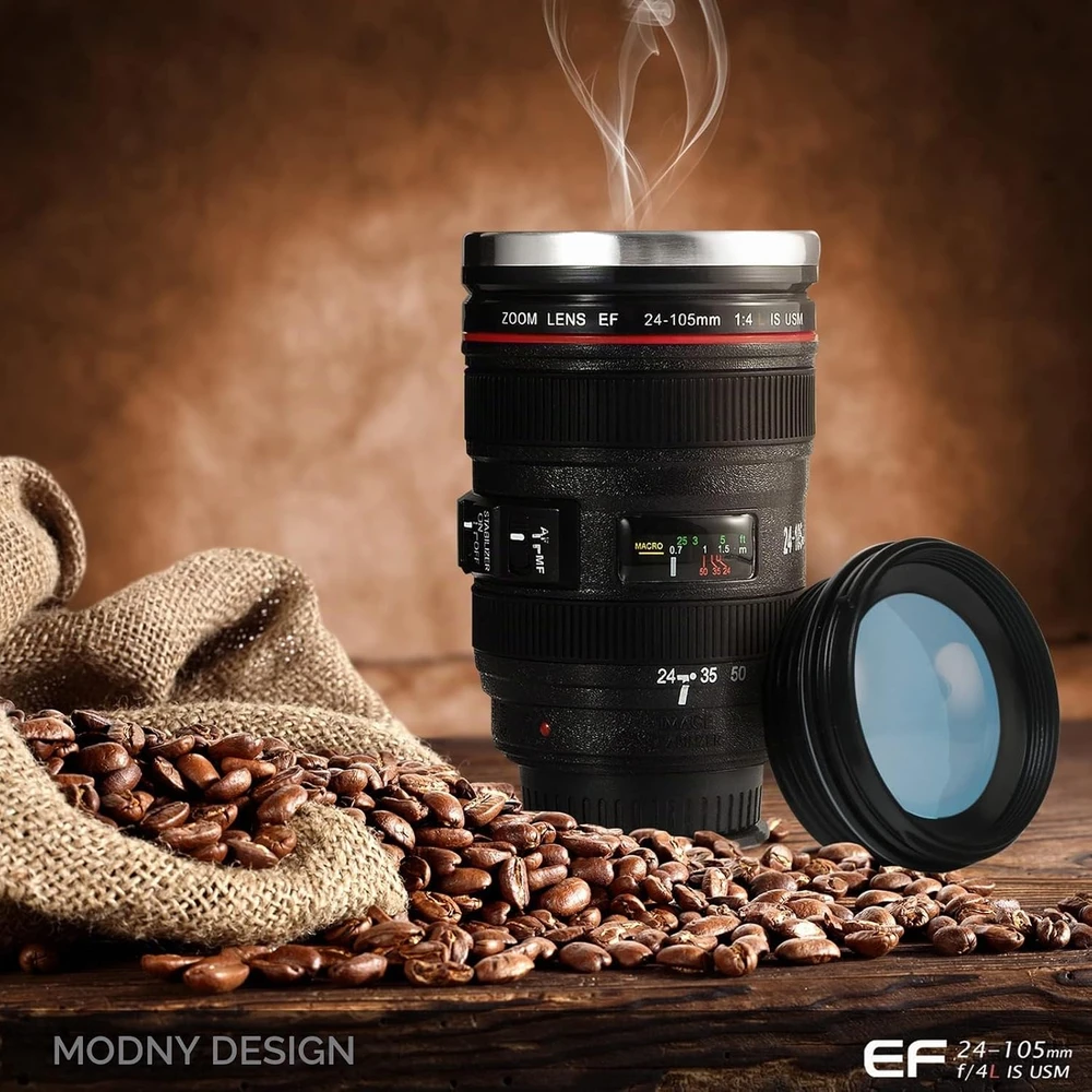 Splend termopuodelis fotoaparato objektyvo formos, 320 ml, nerūdijantis plienas, MUG-001_SML