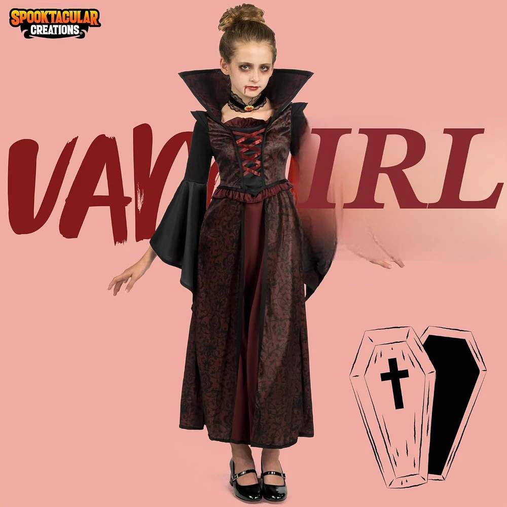 Spooktacular Creations karališkos vampyrės kostiumas mergaitei, raudonas, 3–4 m., 20322-3T