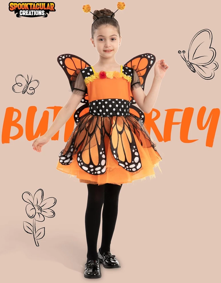 Spooktacular Creations mergaičių drugelio kostiumas su sparnais, 5–7 m., 20311-S