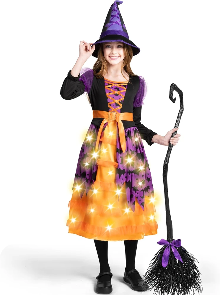 Spooktacular Creations mergaičių raganos kostiumas su LED apšvietimu SPO-BW-20589-3T