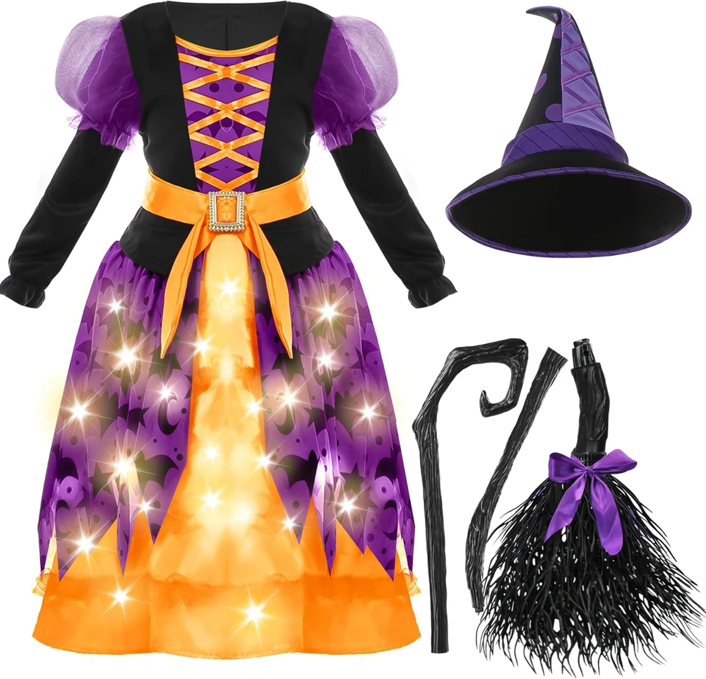 Spooktacular Creations mergaičių raganos kostiumas su LED apšvietimu SPO-BW-20589-3T