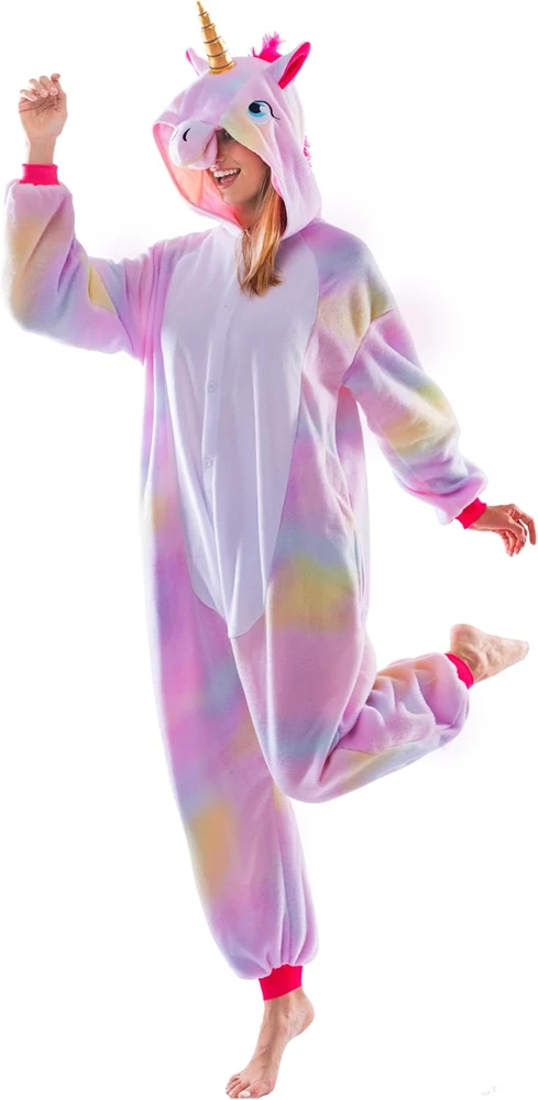 Spooktacular Creations suaugusiųjų vienaragio pliušinė pižama su gobtuvu XL IF-S81T-VHIT