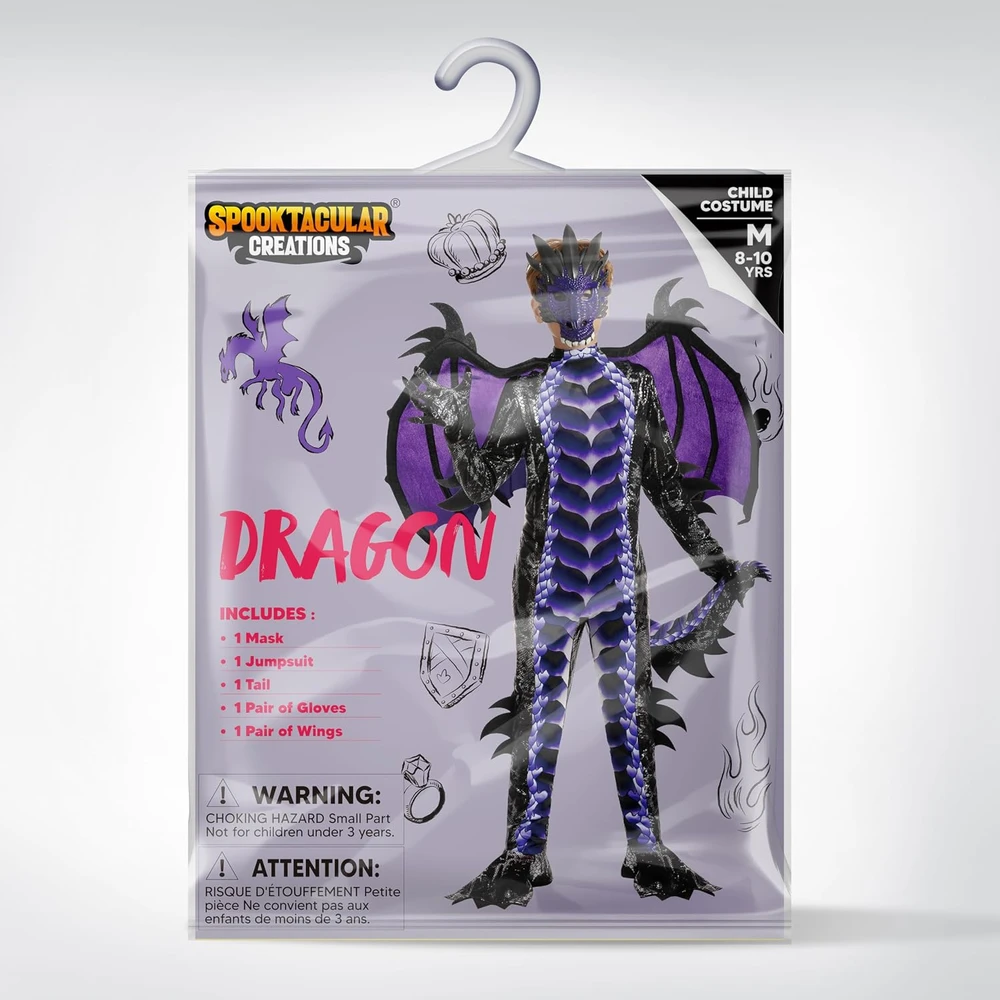 Spooktacular Creations vaikiškas drakono kostiumas su sparnais ir kauke 840165855783