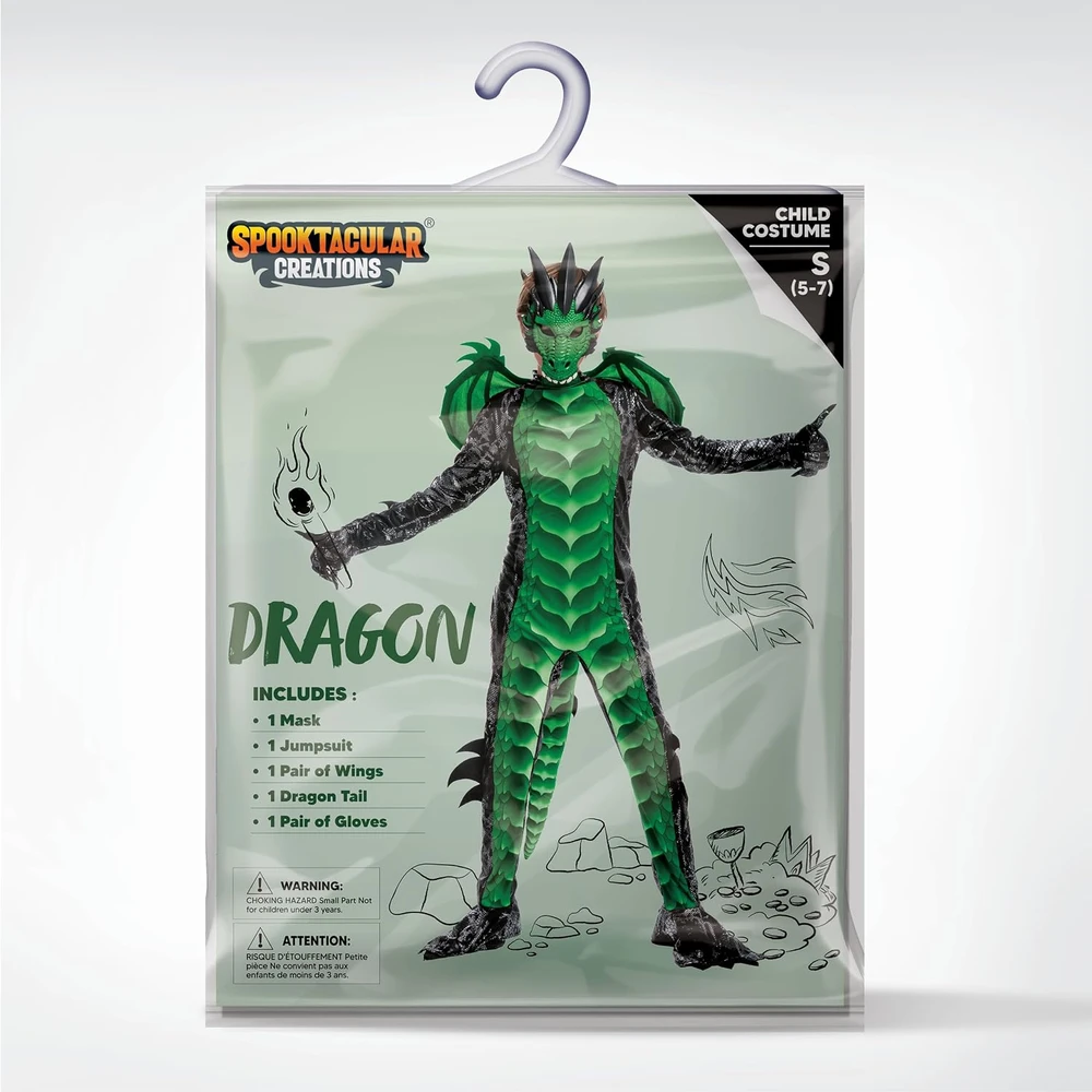 Spooktacular Creations vaikiškas drakono kostiumas Helovinui, XL, 12–14 metų, 840165855783