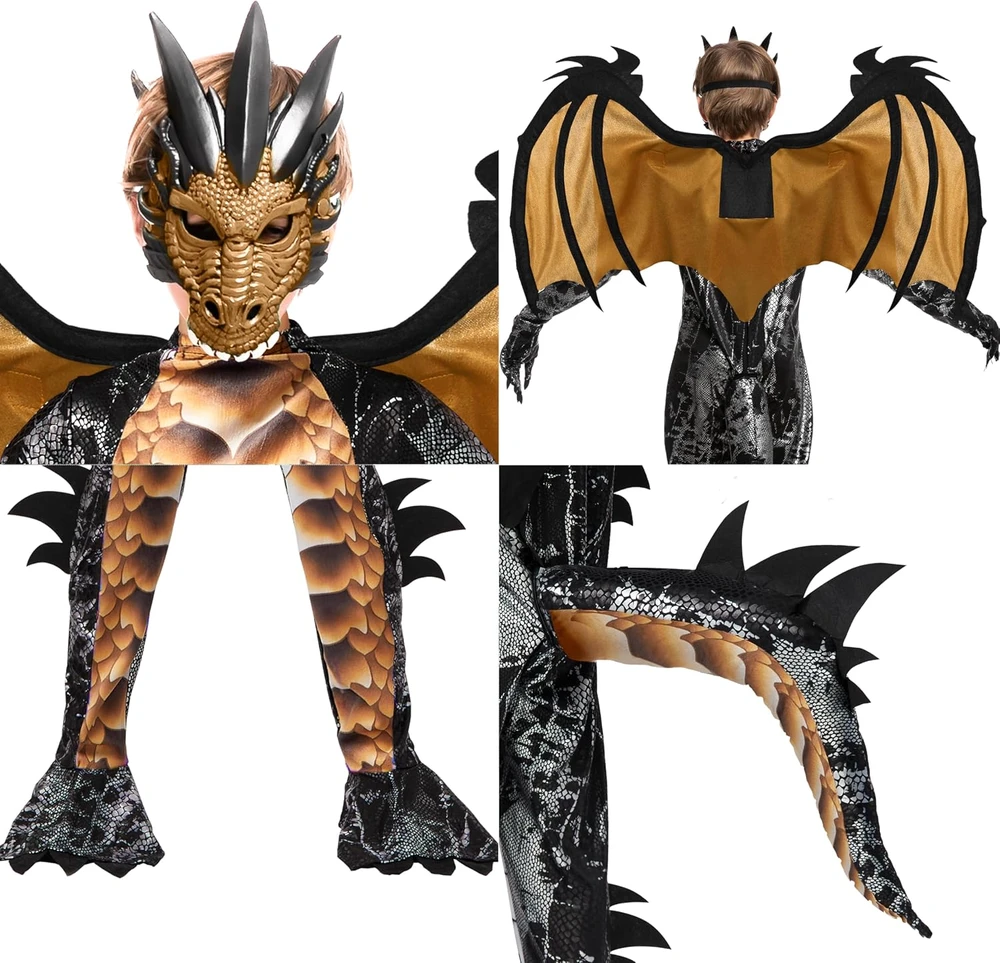 Spooktacular Creations vaikiškas drakono kostiumas su sparnais ir kauke 10–12 metų 840165855783