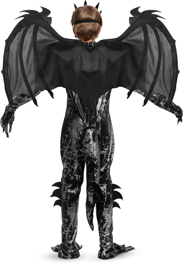 Spooktacular Creations vaikiškas juodo drakono kostiumas su sparnais ir kauke 60816