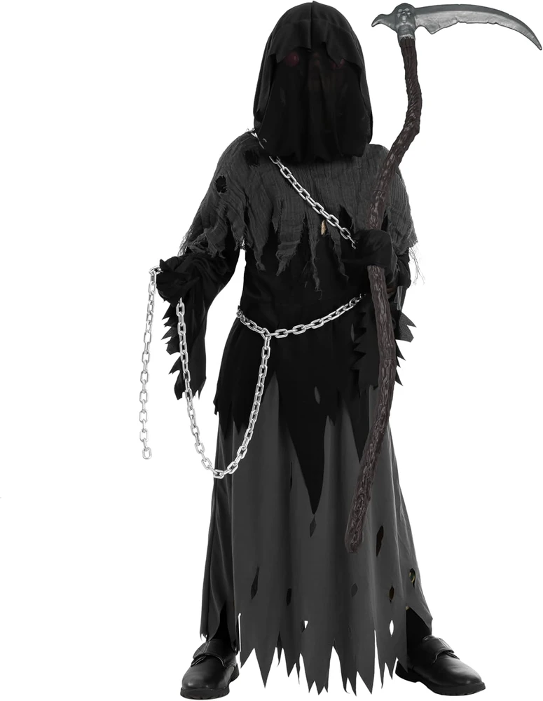 Spooktacular Creations vaikiškas Mirties pjovėjo kostiumas su šviečiančiais akiniais 2U-99GO-0OWJ