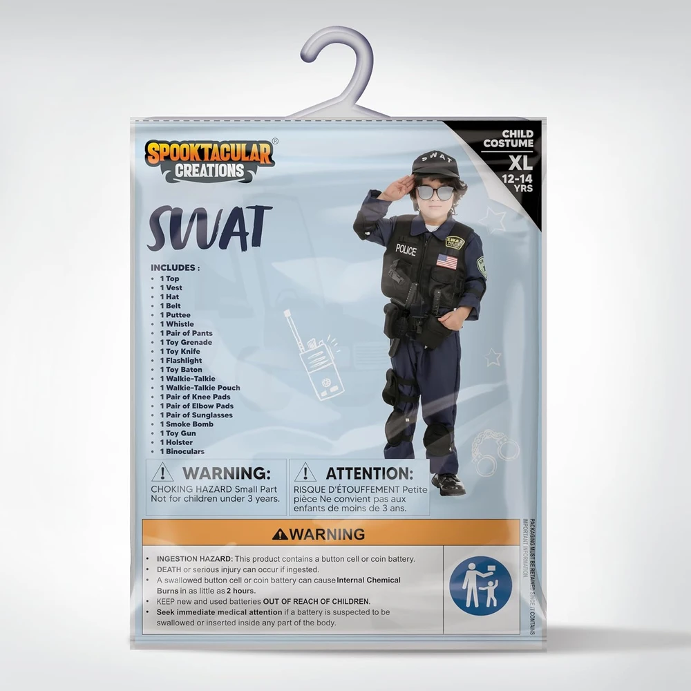 Spooktacular Creations vaikiškas SWAT policininko kostiumas 5–7 metų 20434-S