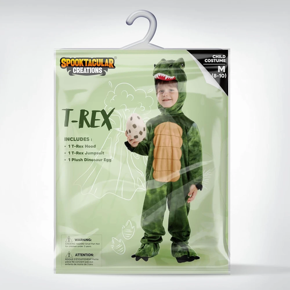 Spooktacular Creations vaikiškas T-Rex dinozauro kostiumas, žalias, 8–10 metų, SPO-BU3-21285-3T