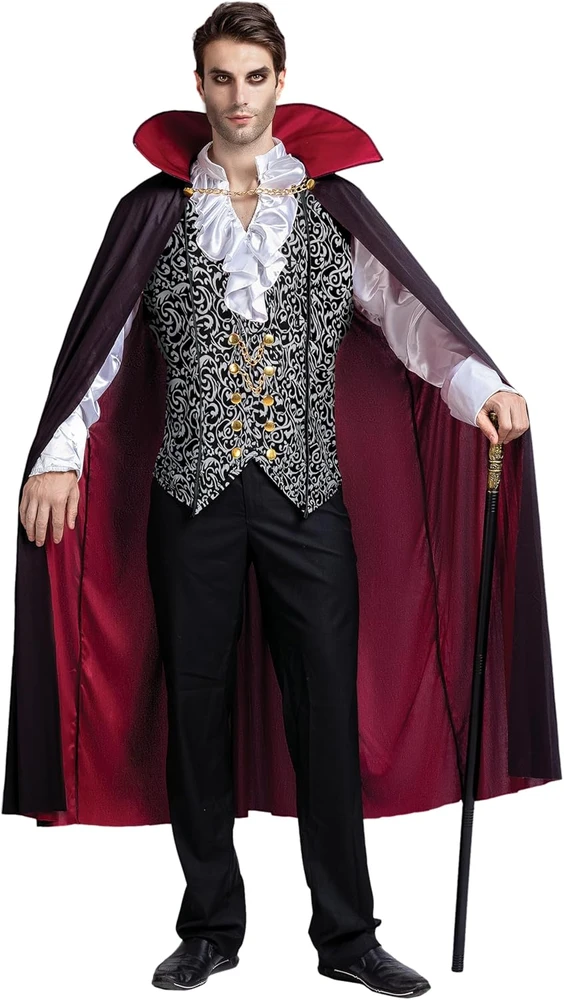 Spooktacular Creations vyriškas sidabrinis vampyro kostiumas Helovinui XL 21972-XL