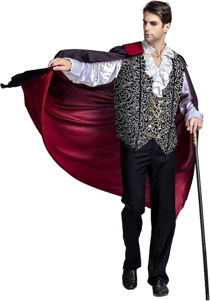 Spooktacular Creations vyriškas viduramžių vampyro kostiumas sidabrinis M 20172