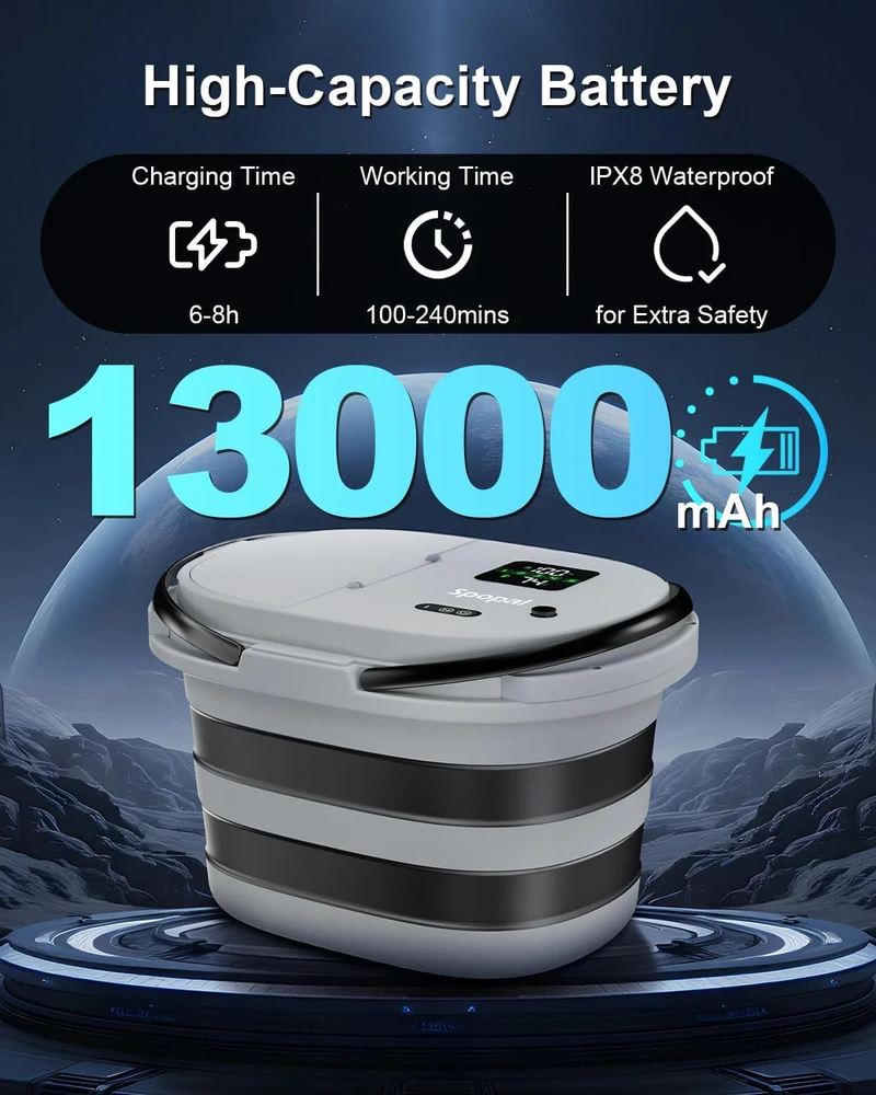 Spopal nešiojamas kempingo dušas su įmontuota pompa, LED ekranu, 20 l talpykla ir 13 000 mAh akumuliatoriumi
