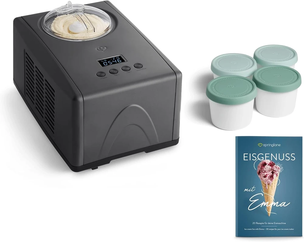 Springlane Kitchen ledų gaminimo aparatas su kompresoriumi, 1,5 l talpa, nerūdijančio plieno, 150 W, Emma
