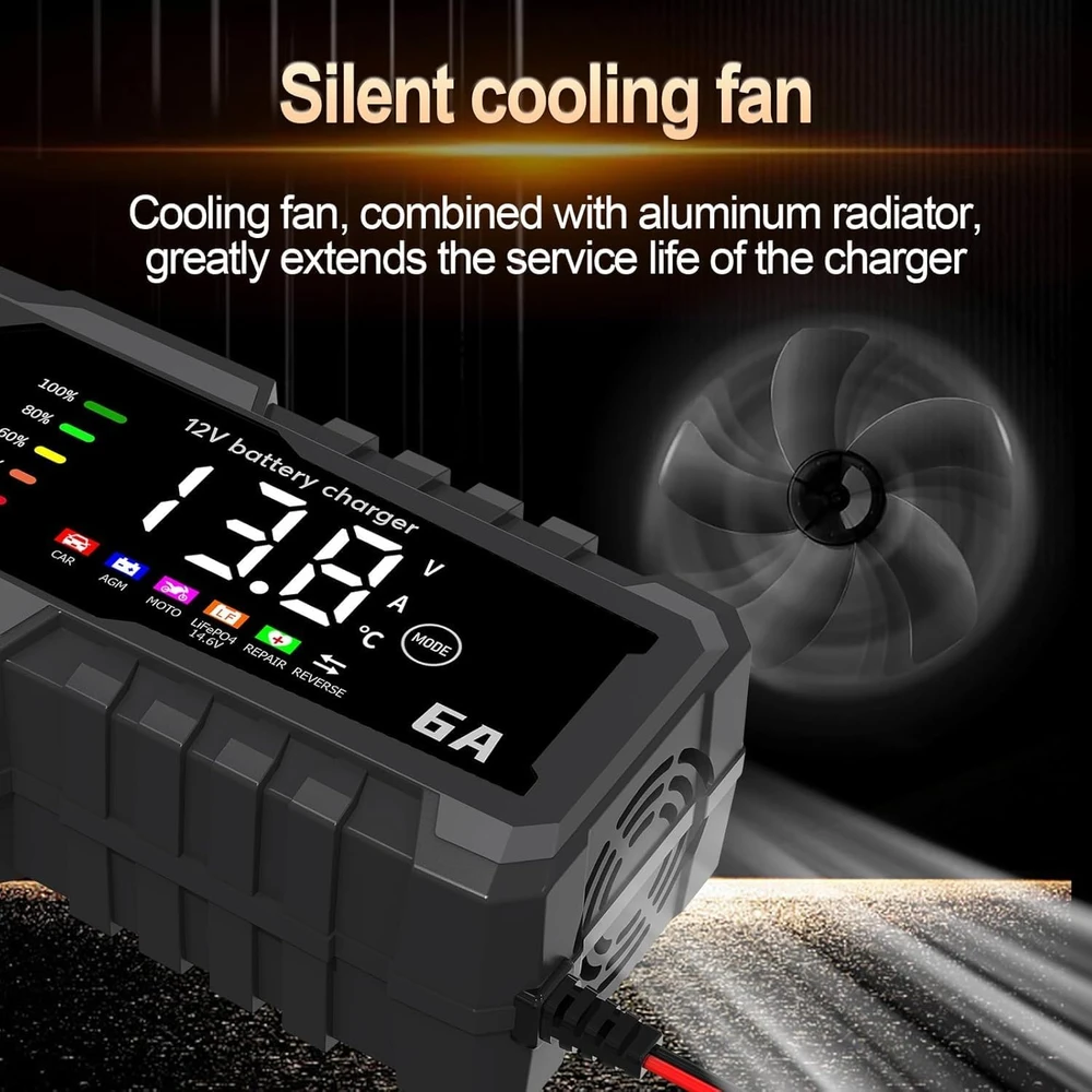 SQUADO išmanus akumuliatorių įkroviklis automobiliams ir motociklams 6/12 V 2 A LCD 1