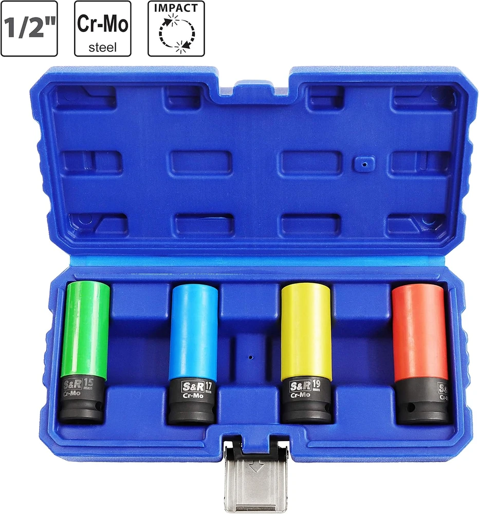 S&R smūginių veržliarakčių galvučių rinkinys 1/2 col., 15–21 mm, 465.411.004