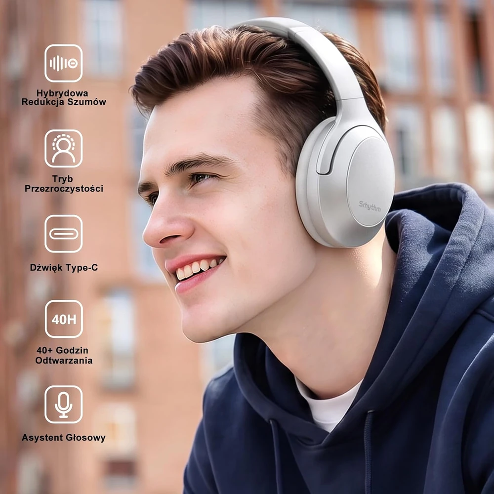 Srhythm belaidės ant ausų dedamos Bluetooth ausinės su ANC, 40 mm, NC45