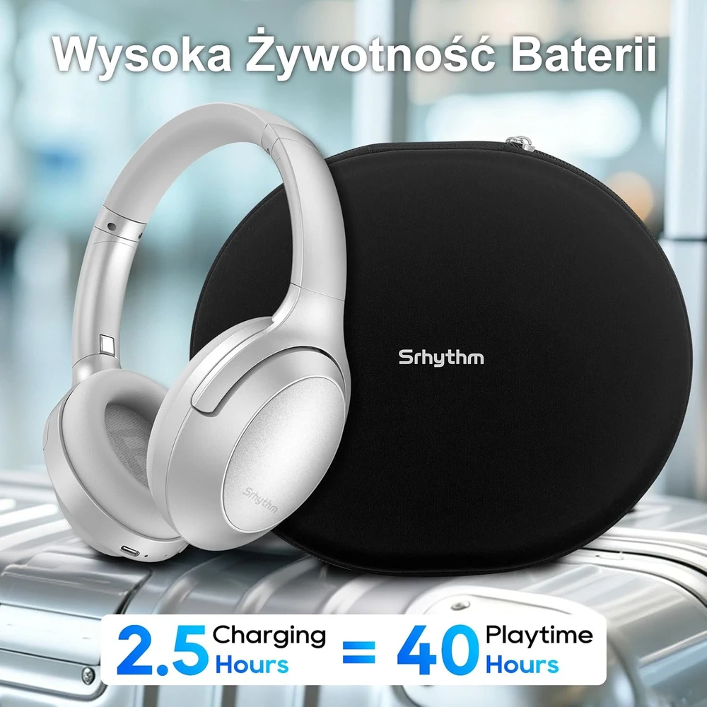 Srhythm belaidės ant ausų dedamos Bluetooth ausinės su ANC, 40 mm, NC45