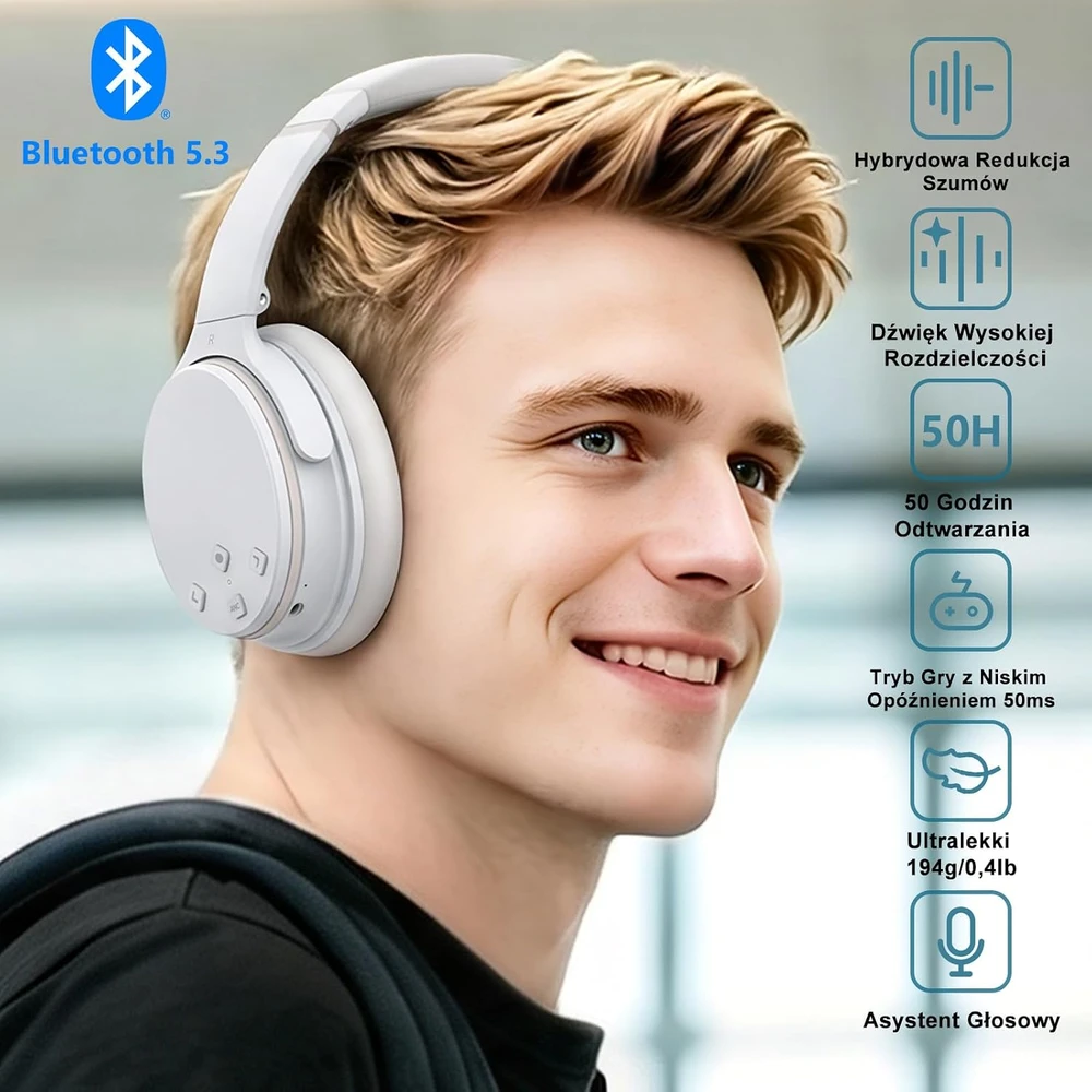Srhythm belaidės ausis apgaubiančios ausinės su Bluetooth 5.3 ir aktyviu triukšmo slopinimu, NC25