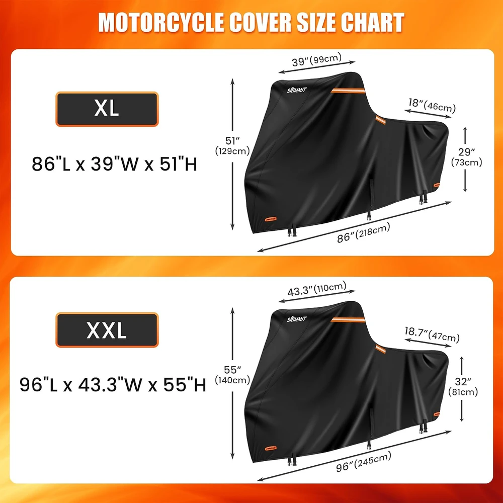 SRIMMIT motociklo uždangalas 420D, atsparus vandeniui ir UV, 2,44 x 1,1 x 1,4 m, HLCZ-2XL