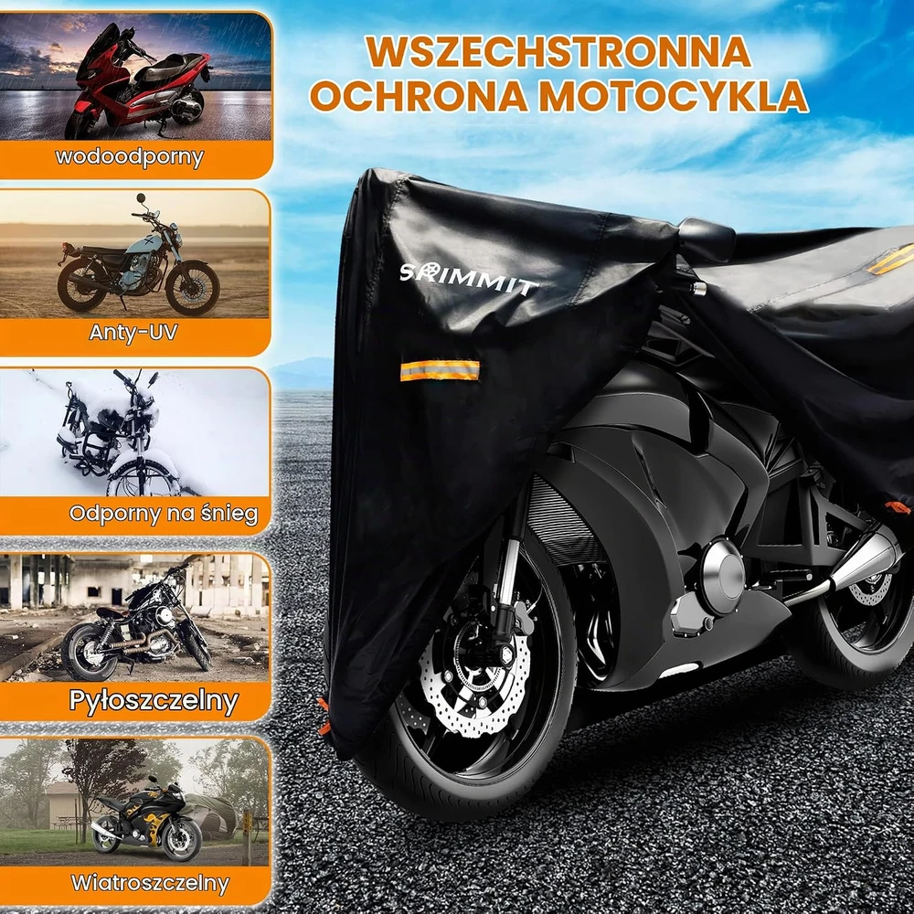 SRIMMIT motociklo uždangalas 420D Oksfordo audinio, atsparus vandeniui, XXL 244 x 104 x 124 cm MC420D