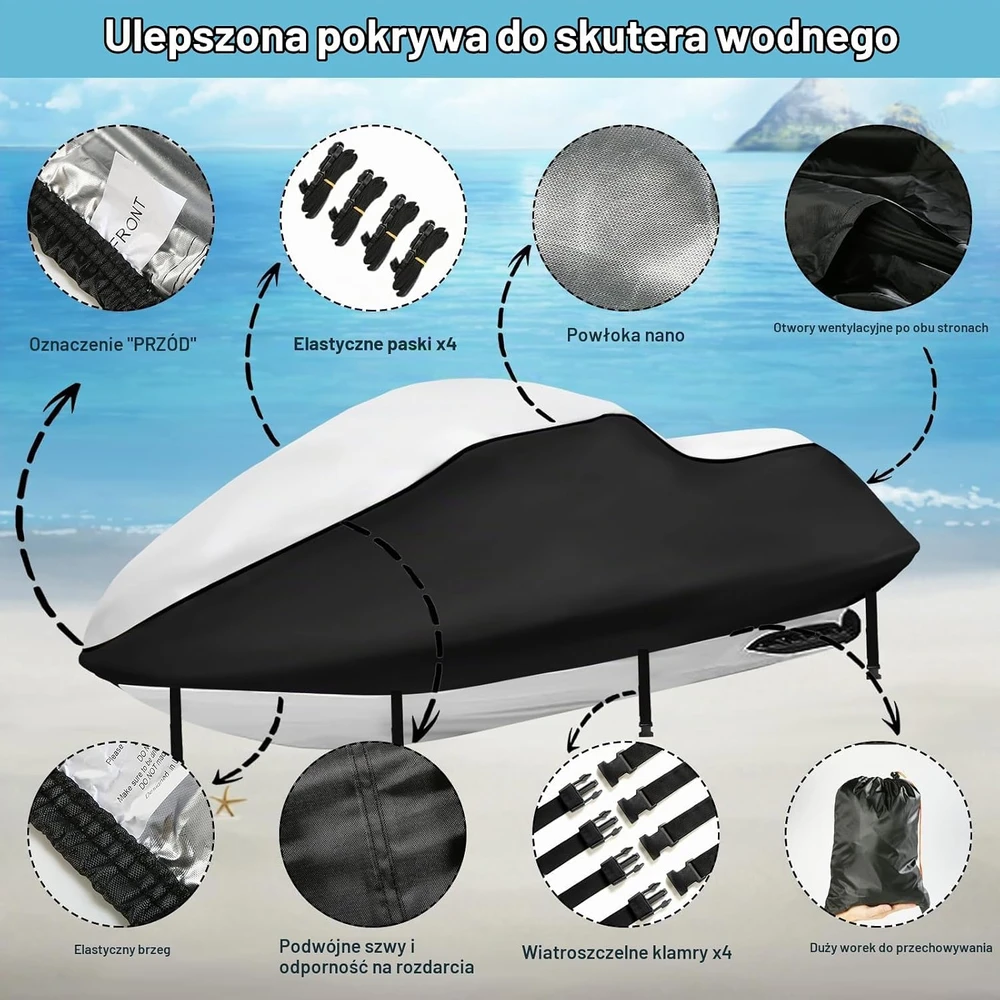 SRIMMIT vandens motociklo uždangalas 307–345 cm, 420D, MTTZ-121-SIL