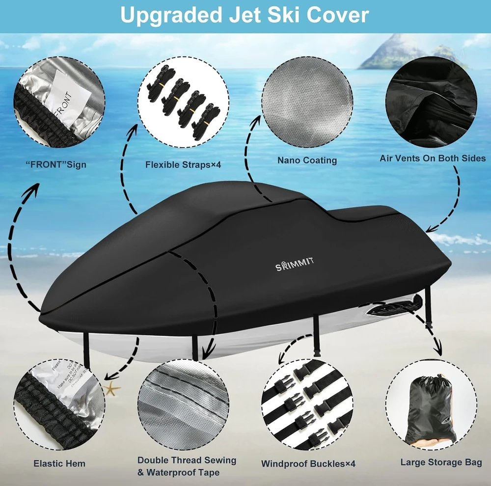 SRIMMIT vandens motociklo uždangalas 420D, atsparus vandeniui ir UV, MTTZ-121-BLK