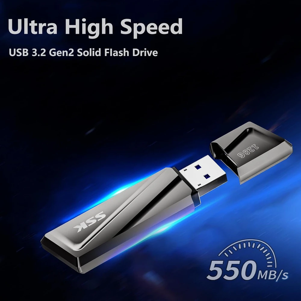 Kietasis diskas SSK išorinis SSD diskas 128 GB USB 3.2 Gen 2 iki 550 MB/s SD300