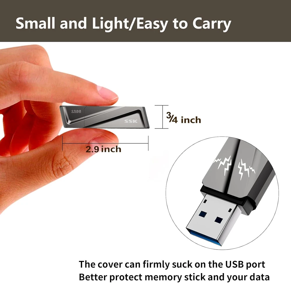 Kietasis diskas SSK išorinis SSD diskas 128 GB USB 3.2 Gen 2 iki 550 MB/s SD300