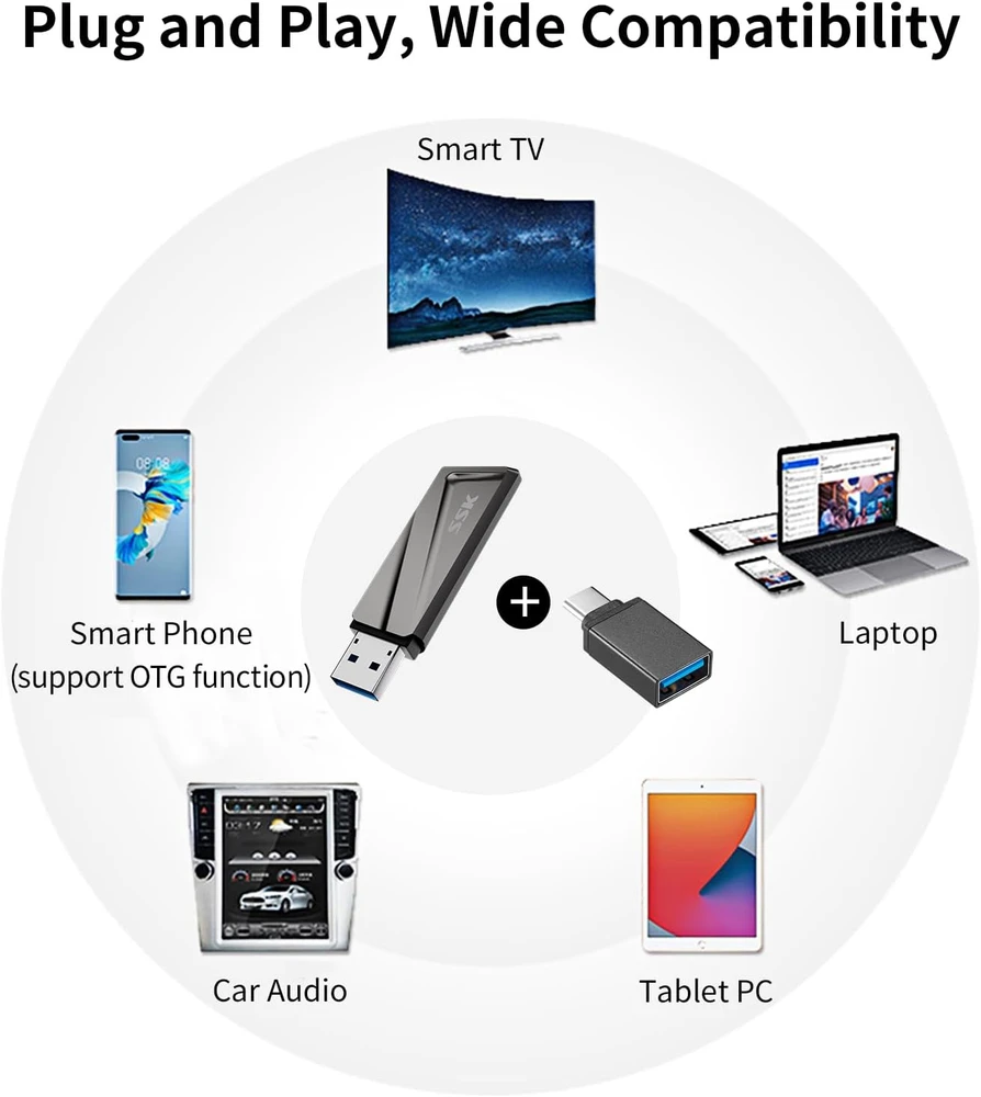 Kietasis diskas SSK išorinis SSD diskas 128 GB USB 3.2 Gen 2 iki 550 MB/s SD300