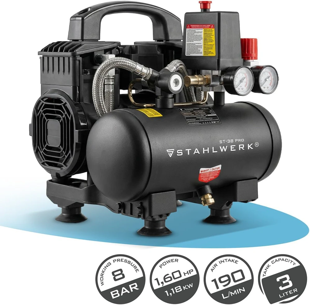 STAHLWERK bealyvis oro kompresorius 3 l, 8 bar, 1,18 kW, modelis 8032