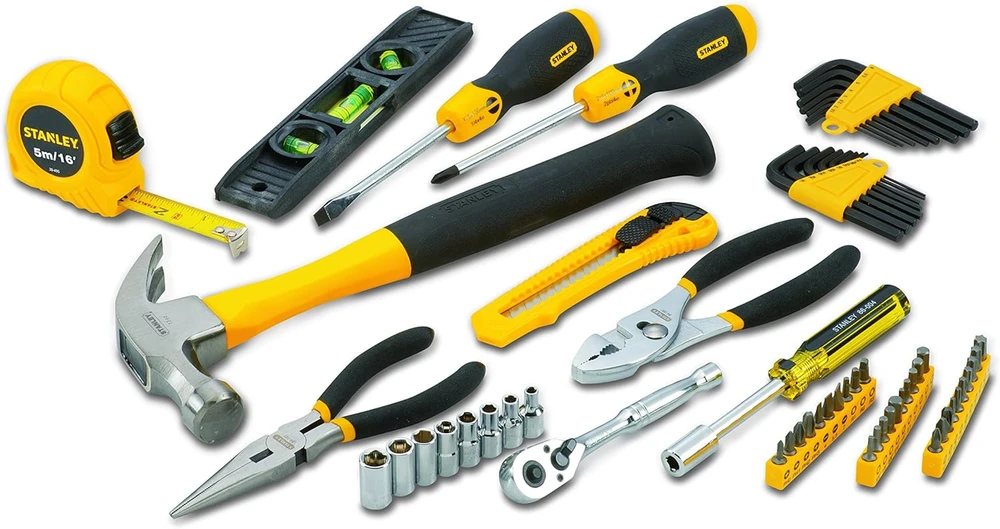 Stanley įrankių rinkinys 65 vnt su peiliu, matuokliu, plaktuku ir atsuktuvais, STMT0-94248