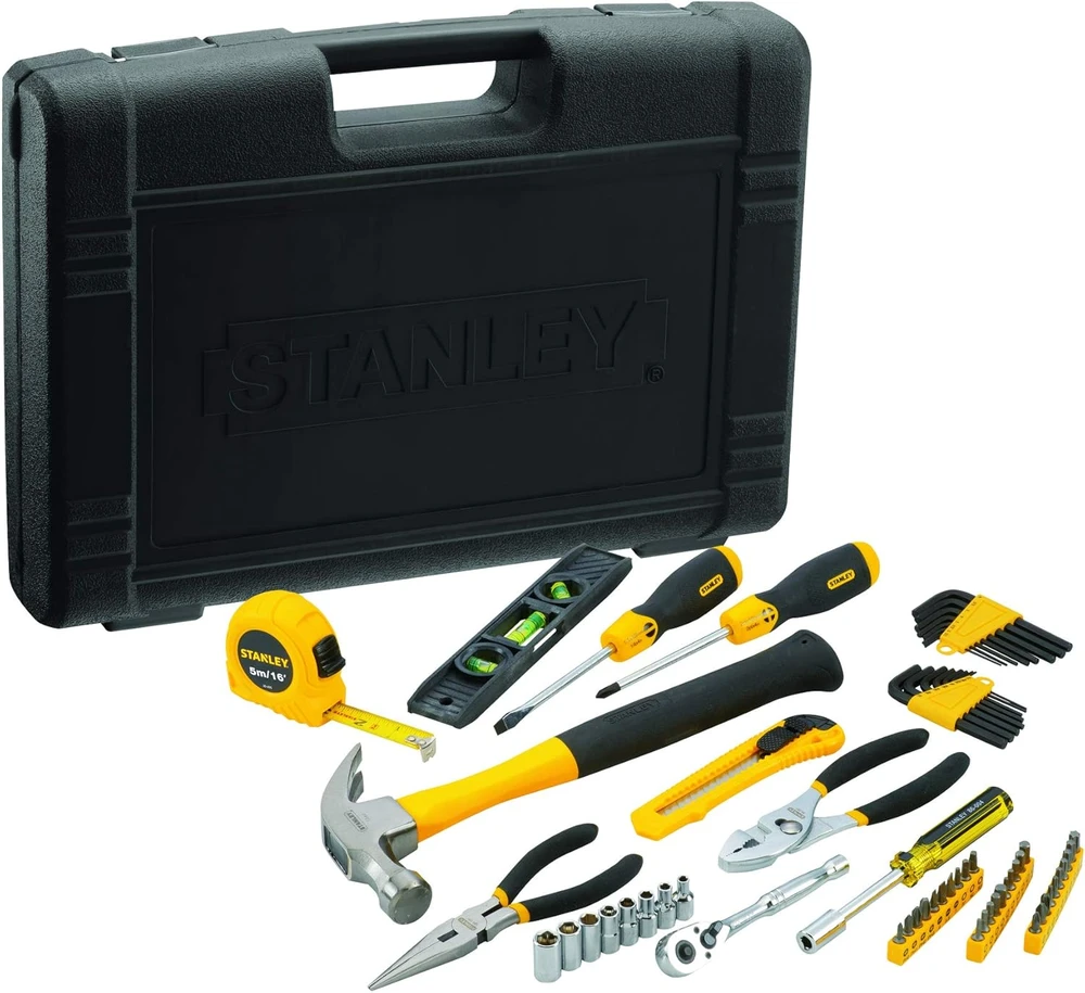 Stanley įrankių rinkinys 65 vnt su peiliu, matuokliu, plaktuku ir atsuktuvais, STMT0-94248