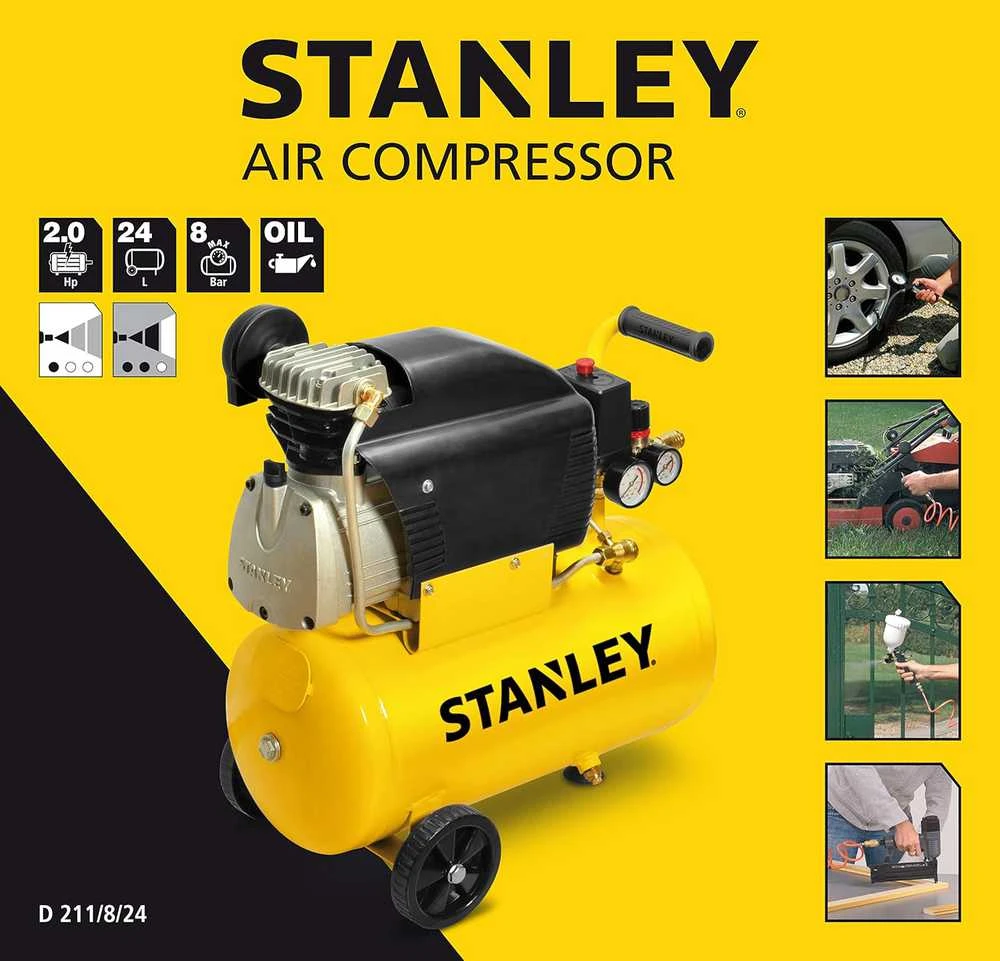 Stanley oro kompresorius 24 l 2 AG 8 bar metalinis FCCC404STN005