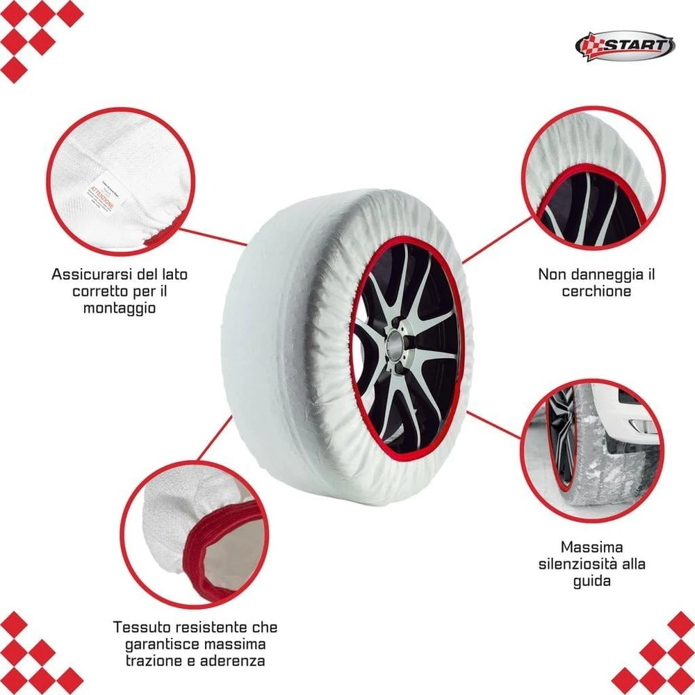 START sniego kojinės automobiliams, M dydžio, poliesterinės, 2 vnt., Calza da neve TG M