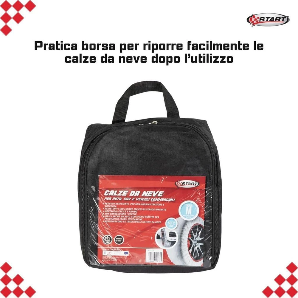 START sniego kojinės automobiliams, M dydžio, poliesterinės, 2 vnt., Calza da neve TG M