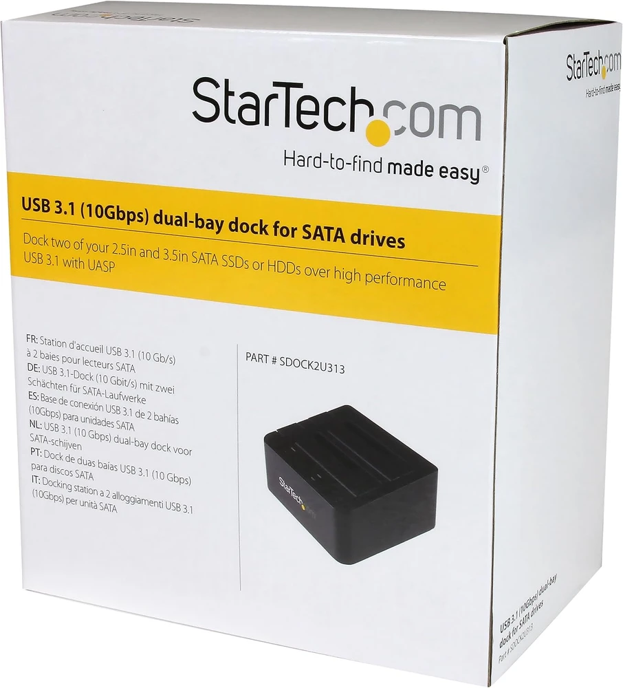Kietasis diskas StarTech dviejų lizdų SATA HDD ir SSD dokavimo stotelė USB 3.2 Gen 2 10 Gb/s SDOCK2U313