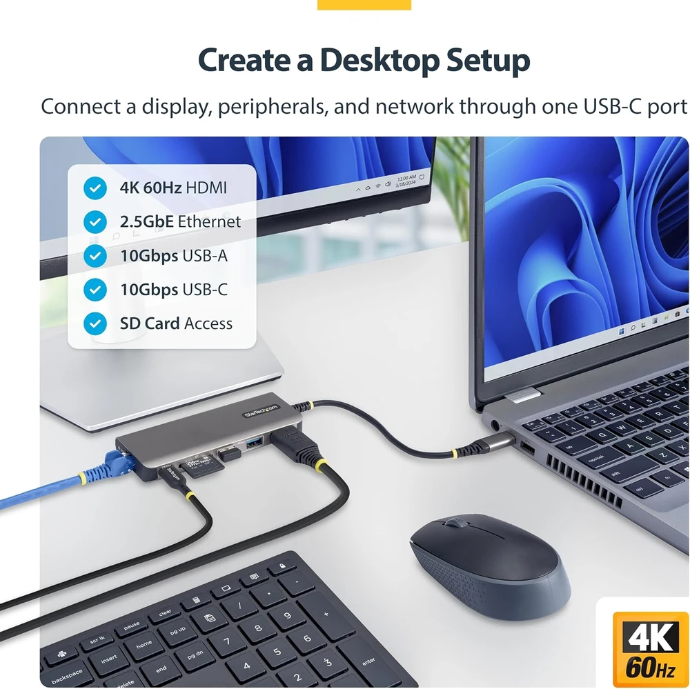 StarTech USB-C 6 jungčių šakotuvas su 4K HDMI, 140 W PD ir 2.5 GbE 177B-USBC-MULTIPORT