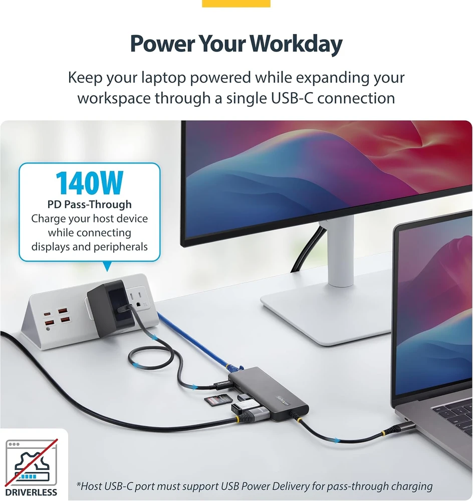StarTech USB-C 6 jungčių šakotuvas su 4K HDMI, 140 W PD ir 2.5 GbE 177B-USBC-MULTIPORT