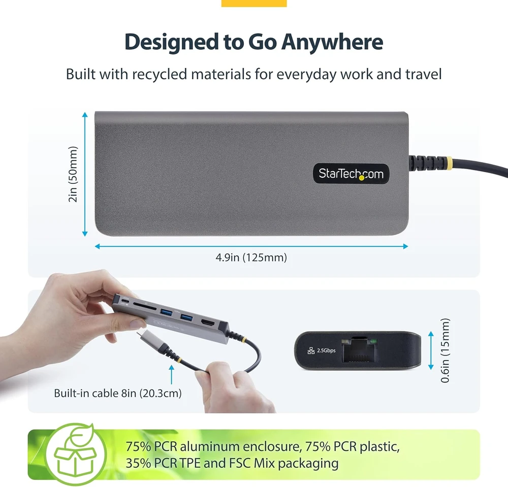 StarTech USB-C 6 jungčių šakotuvas su 4K HDMI, 140 W PD ir 2.5 GbE 177B-USBC-MULTIPORT