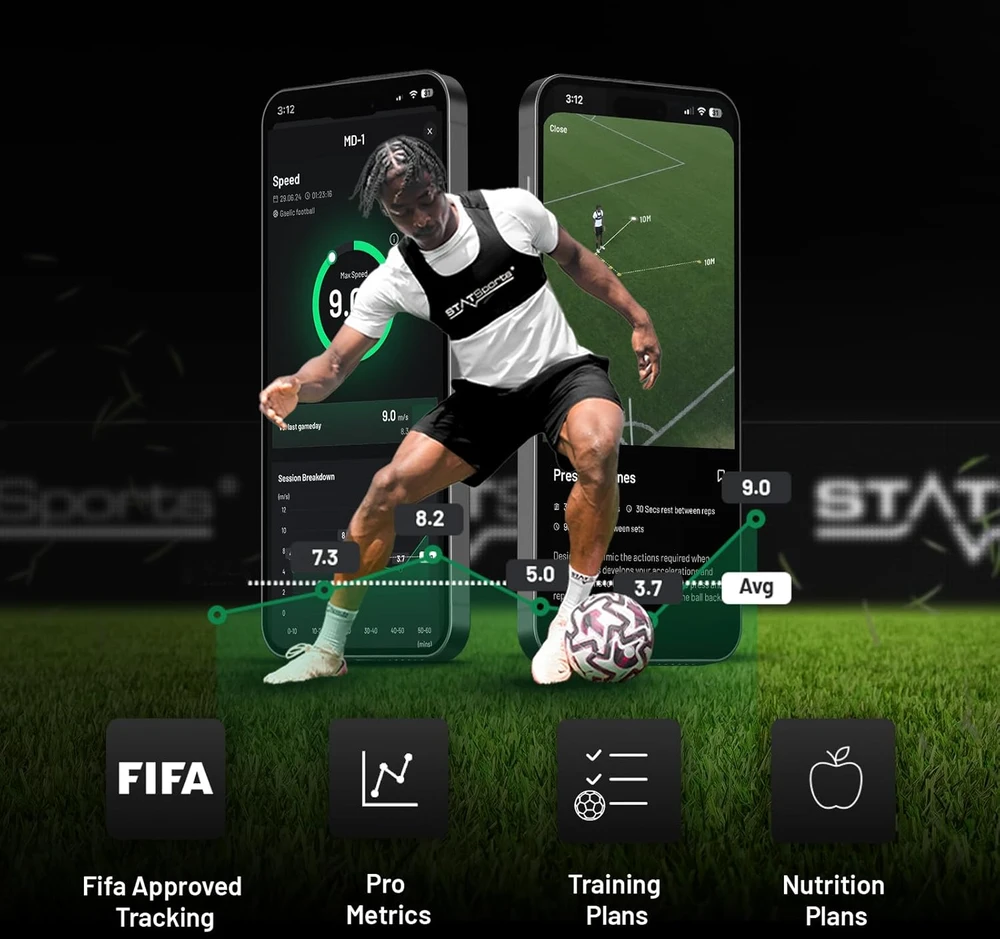 STATSports sportinė GPS liemenė futbolui su sekimo įrenginiu, Bluetooth, dydis L, APEX Athlete Series