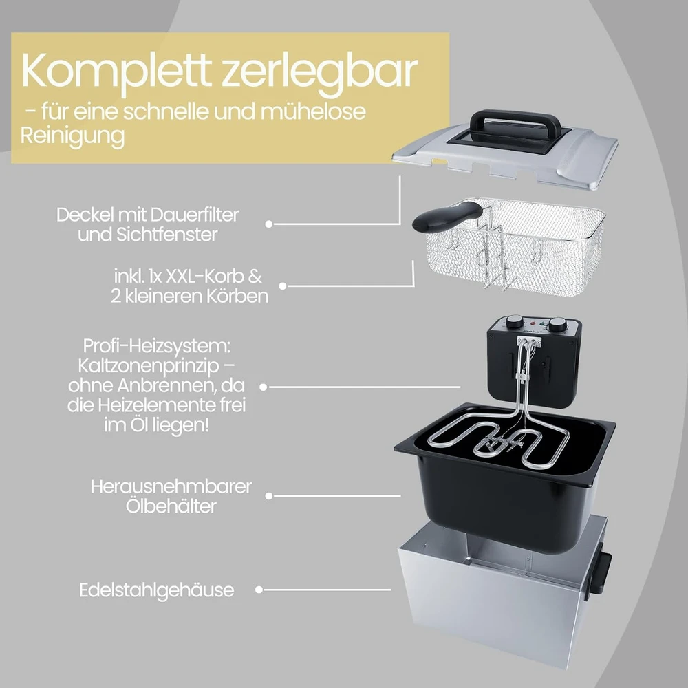 Gruzdintuvė Keptuvė Steba DF 300 (6 l, 1,5kg, 3000 W, plieno spalvos)