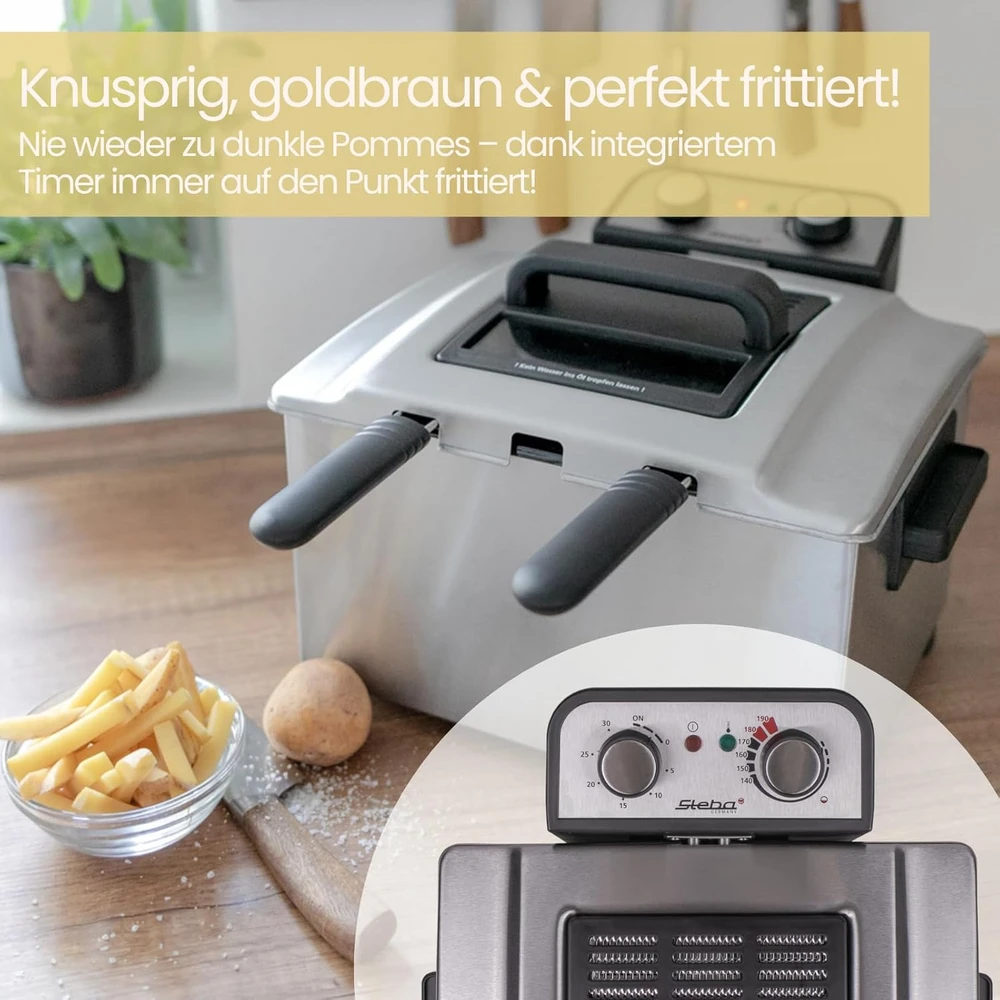 Gruzdintuvė Keptuvė Steba DF 300 (6 l, 1,5kg, 3000 W, plieno spalvos)