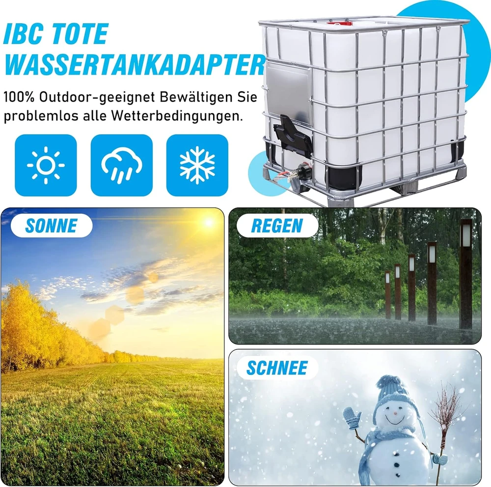 STEEIRO IBC vandens talpos vožtuvas, žalvarinis adapteris su S60x6 ir S100x8 stambiagijais sriegiais, 3/4 colio jungtis