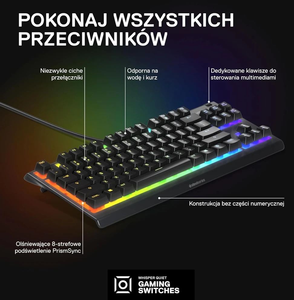 Žaidimų klaviatūra SteelSeries Apex 3 TKL, US kalba, Juodos spalvos