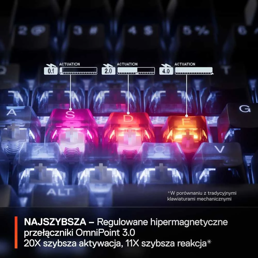 SteelSeries | Klaviatūra žaidimams | Apex Pro Gen 3 | su laidu | US išdėstymas | Juodas | USB-C | OmniPoint 3.0 Adjustable HyperMagnetic Switches