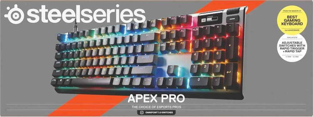 SteelSeries | Klaviatūra žaidimams | Apex Pro Gen 3 | su laidu | US išdėstymas | Juodas | USB-C | OmniPoint 3.0 Adjustable HyperMagnetic Switches