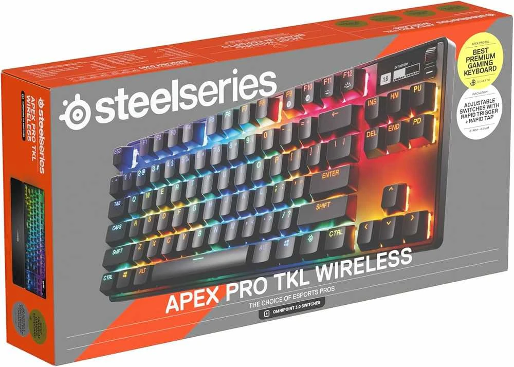 SteelSeries | Klaviatūra žaidimams | Apex Pro TKL Gen 3 | US išdėstymas | Bluetooth | Juodas | 2.4 GHz / Bluetooth/ su laidu | OmniPoint 3.0 Adjustable HyperMagnetic Switches | Belaidė jungtis